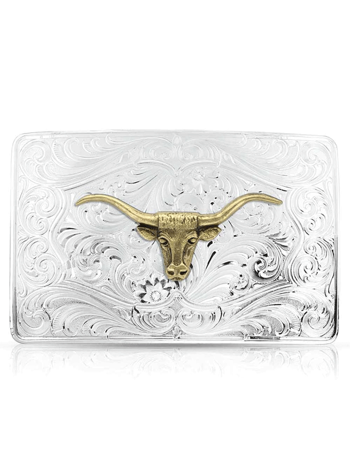 Montana Silversmiths 46510 64 Iconic Western Longhorn Silver Belt Buckle - Genuine Sterling Silver Cowboy Accessory for Western Wear & Rodeo Events