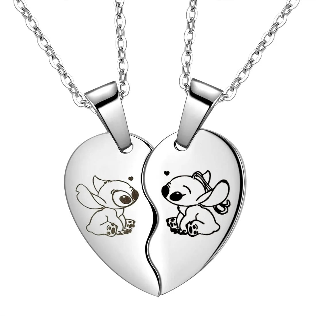 Disney Lilo & Stitch Heart Necklace - Cute Cartoon Jewelry for Women & Girls - Perfect Gift for Disney Fans, Cosplay & Everyday Wear