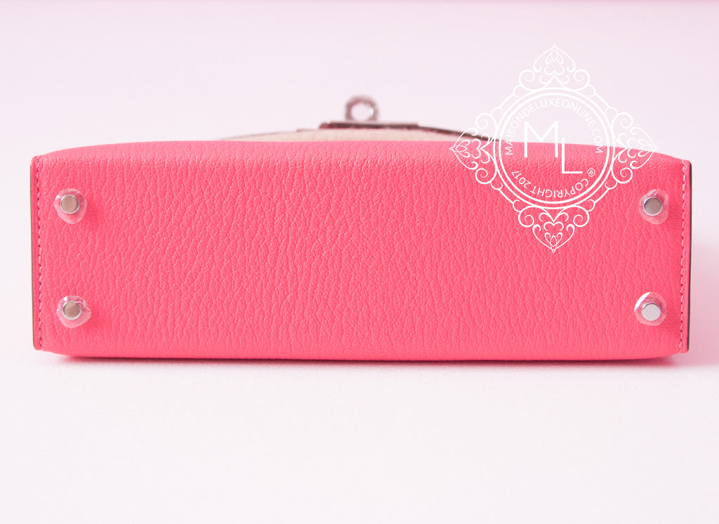 Authentic Hermes Mini Kelly II 20 Handbag in Rose Lipstick Chèvre Mysore Leather - Luxury Crossbody Bag for Women, Perfect for Date Nights & Special Occasions