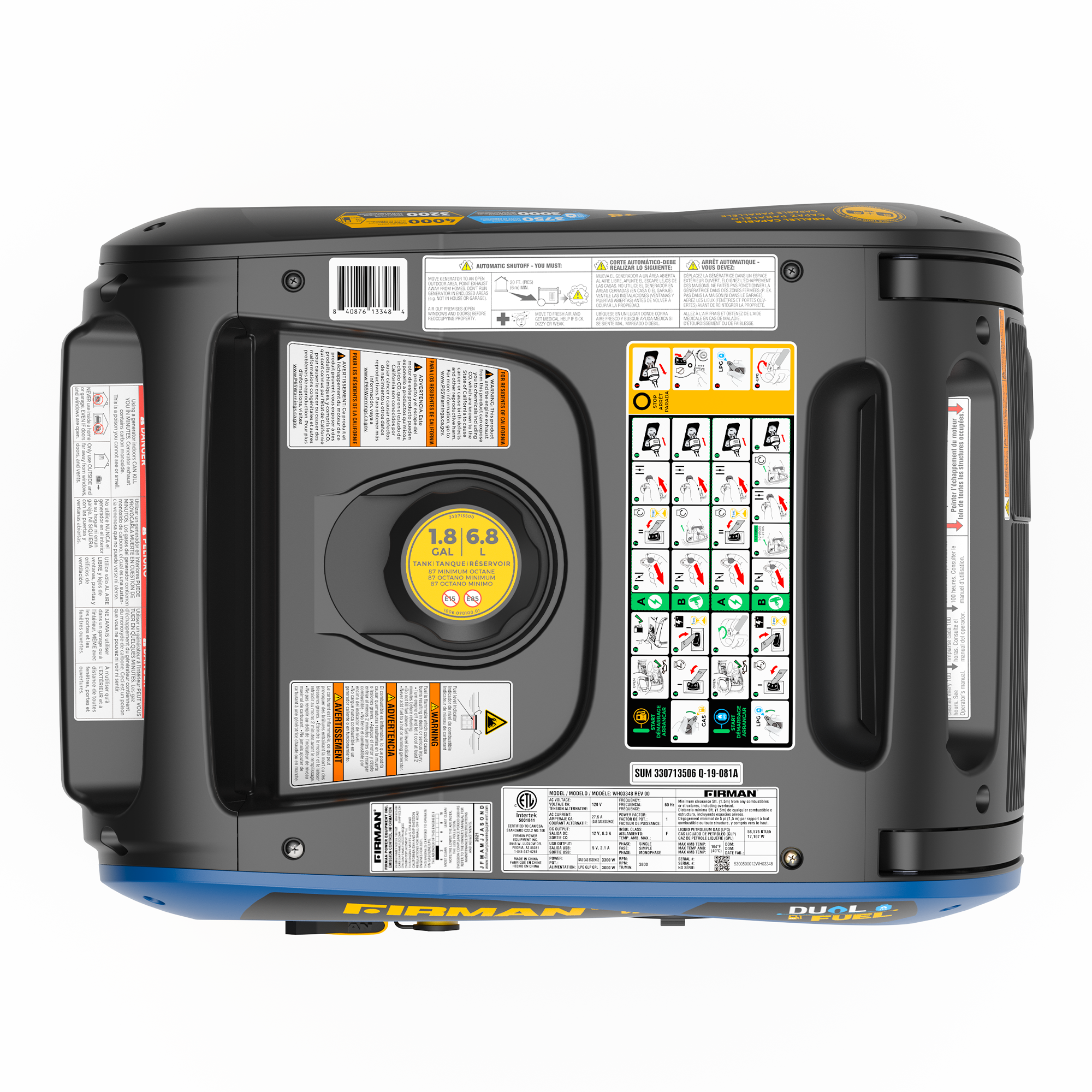 4000W Dual Fuel Inverter Generator with Electric Start & CO Alert - Portable Power for Camping, RV Trips & Emergency Backup