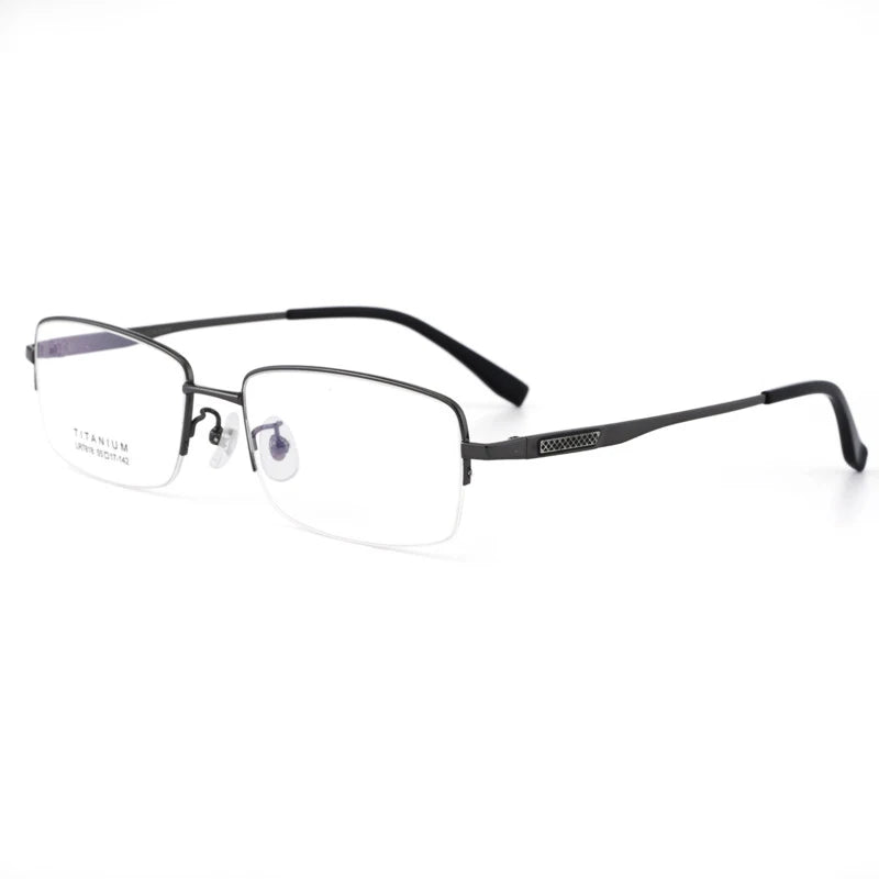 Bclear Men's Semi-Rimless Square Titanium Eyeglasses 47818 - Lightweight & Durable Frame for Work, Reading & Everyday Use