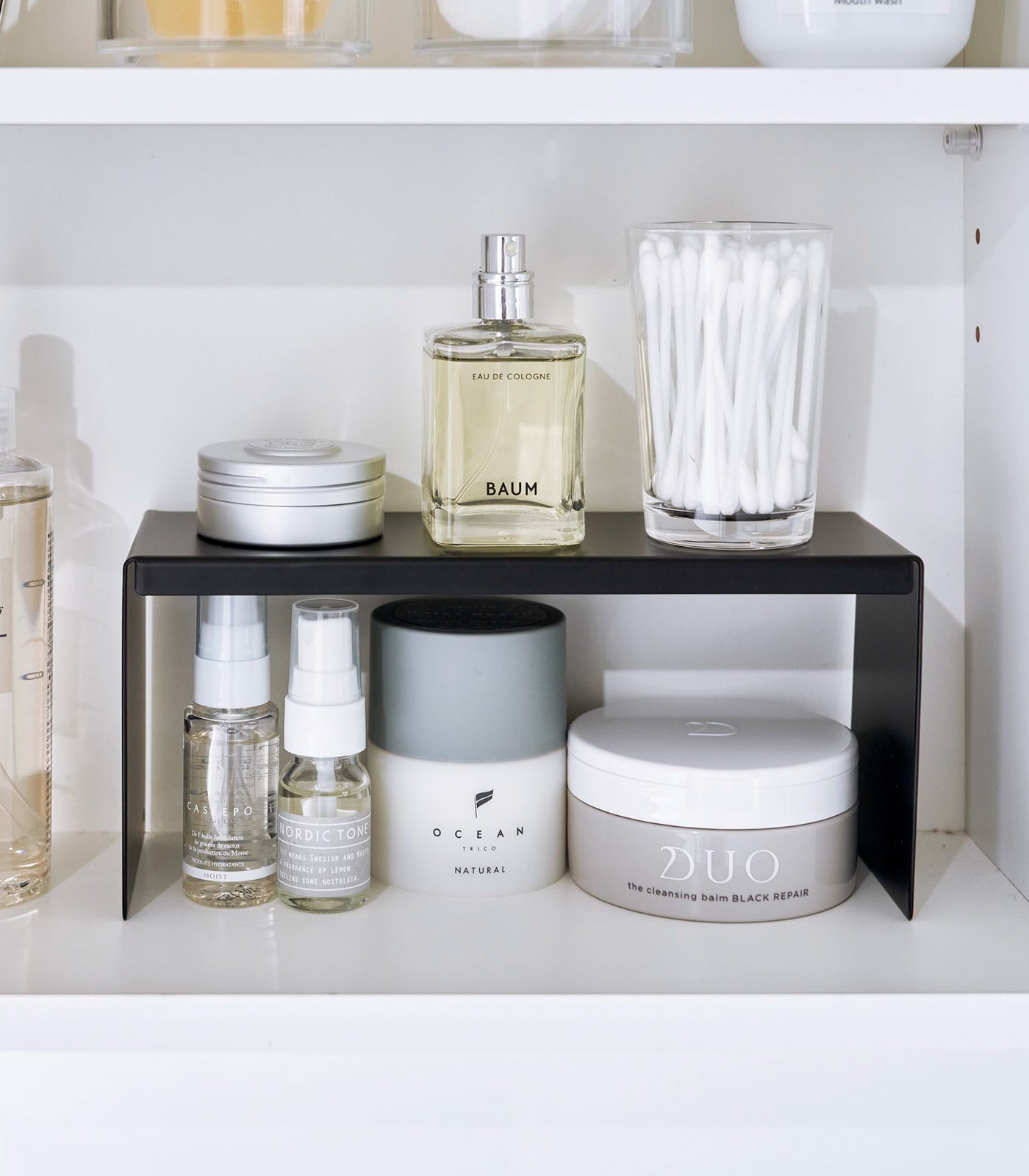 2-Pack Steel Medicine Cabinet Riser - Extra Storage Shelf for Bathroom Organization - Perfect for Small Spaces, Makeup & Toiletries Storage
