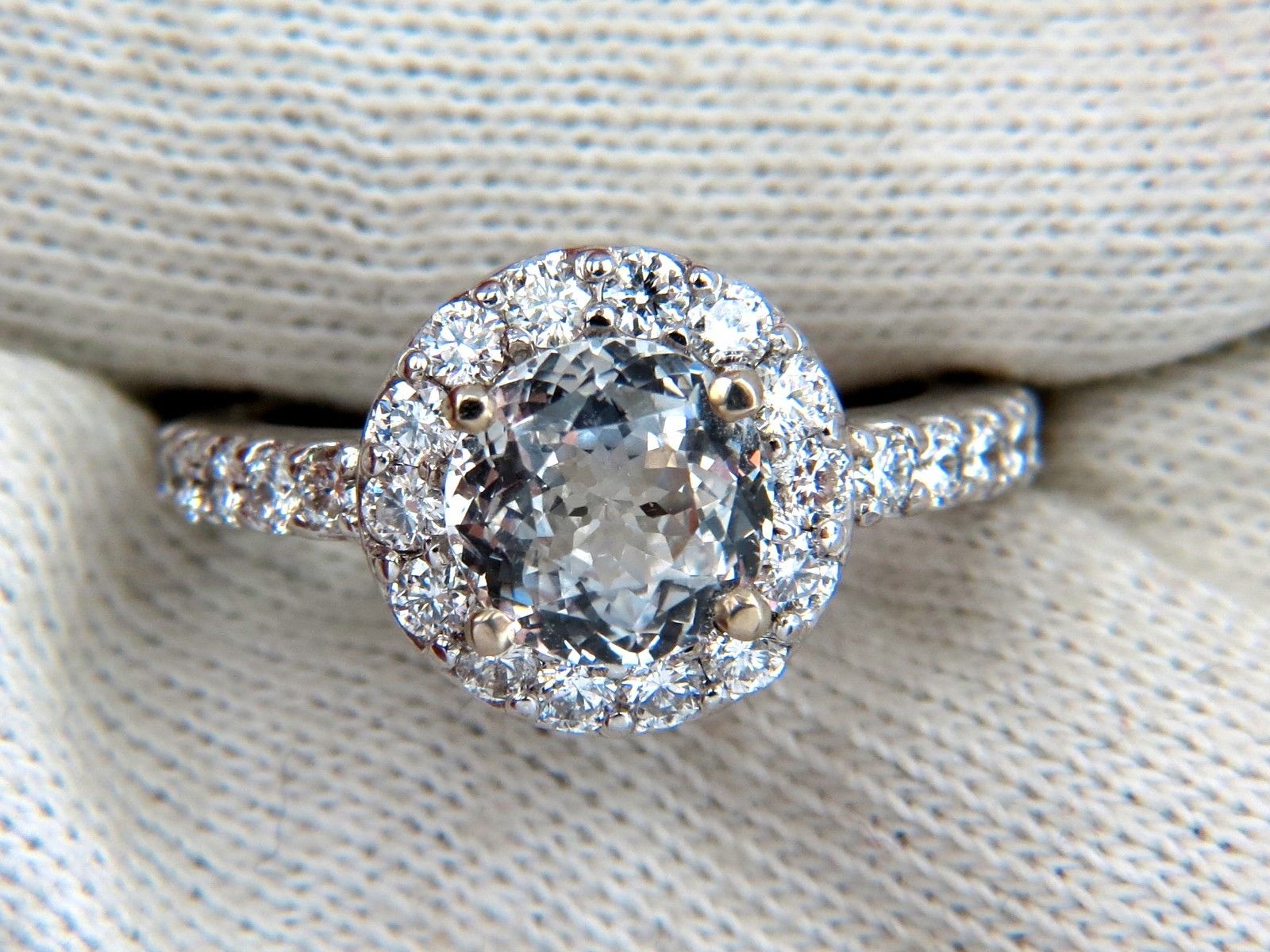 GIA Certified 3.28ct Natural White Sapphire Diamond Ring 14K Gold Halo Setting - Elegant Engagement, Wedding & Anniversary Jewelry Gift for Her