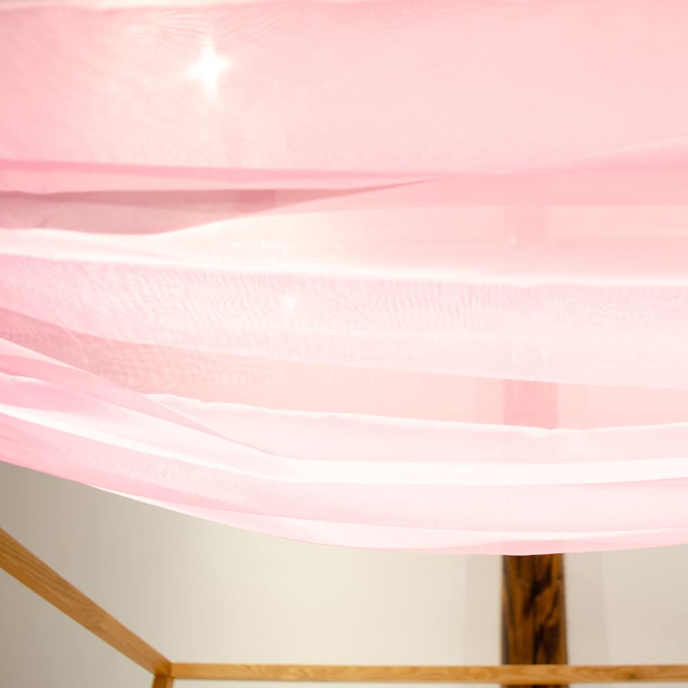 Linentalks Rose Pink Canopy Bed Scarf for Twin Bed - Luxury Sheer Bed Canopy Scarf, Valance & Drapes (52