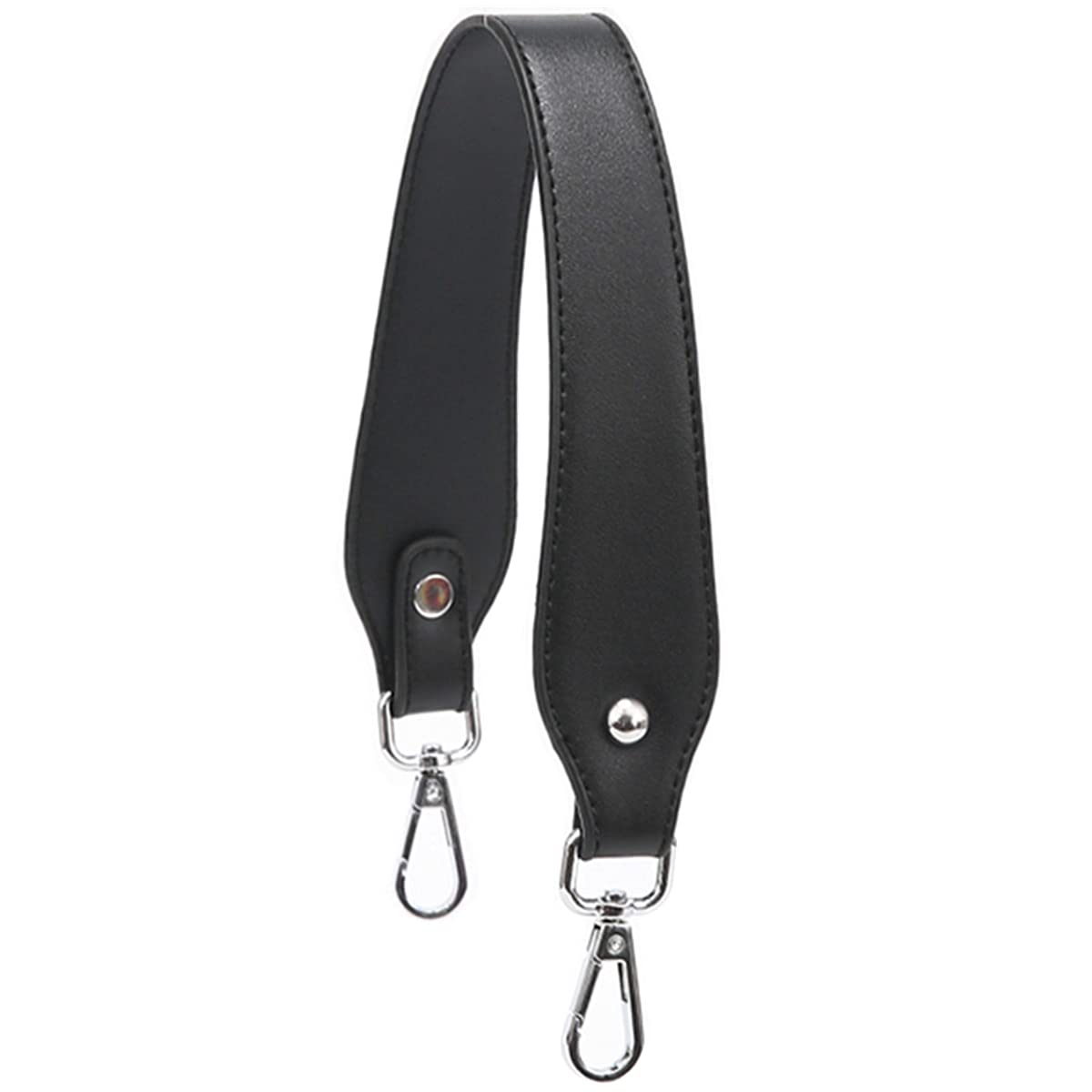 Black Leather Crossbody Bag Strap with Black Edge - 17