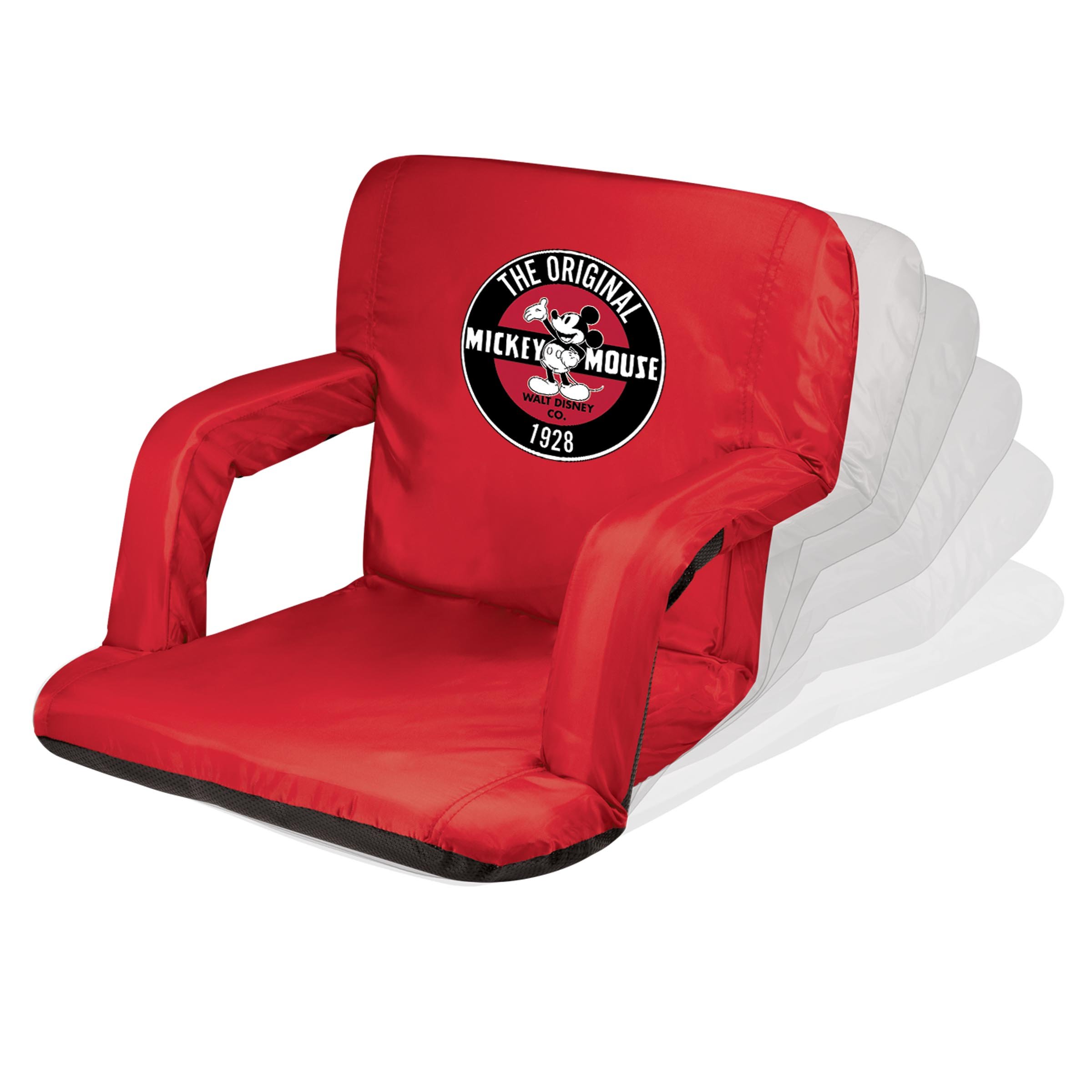 Disney Mickey Mouse Ventura Reclining Stadium Seat with Back Support - Portable Bleacher Seat & Beach Floor Chair for Outdoor Events, Picnics, Sports Games (Red, 20