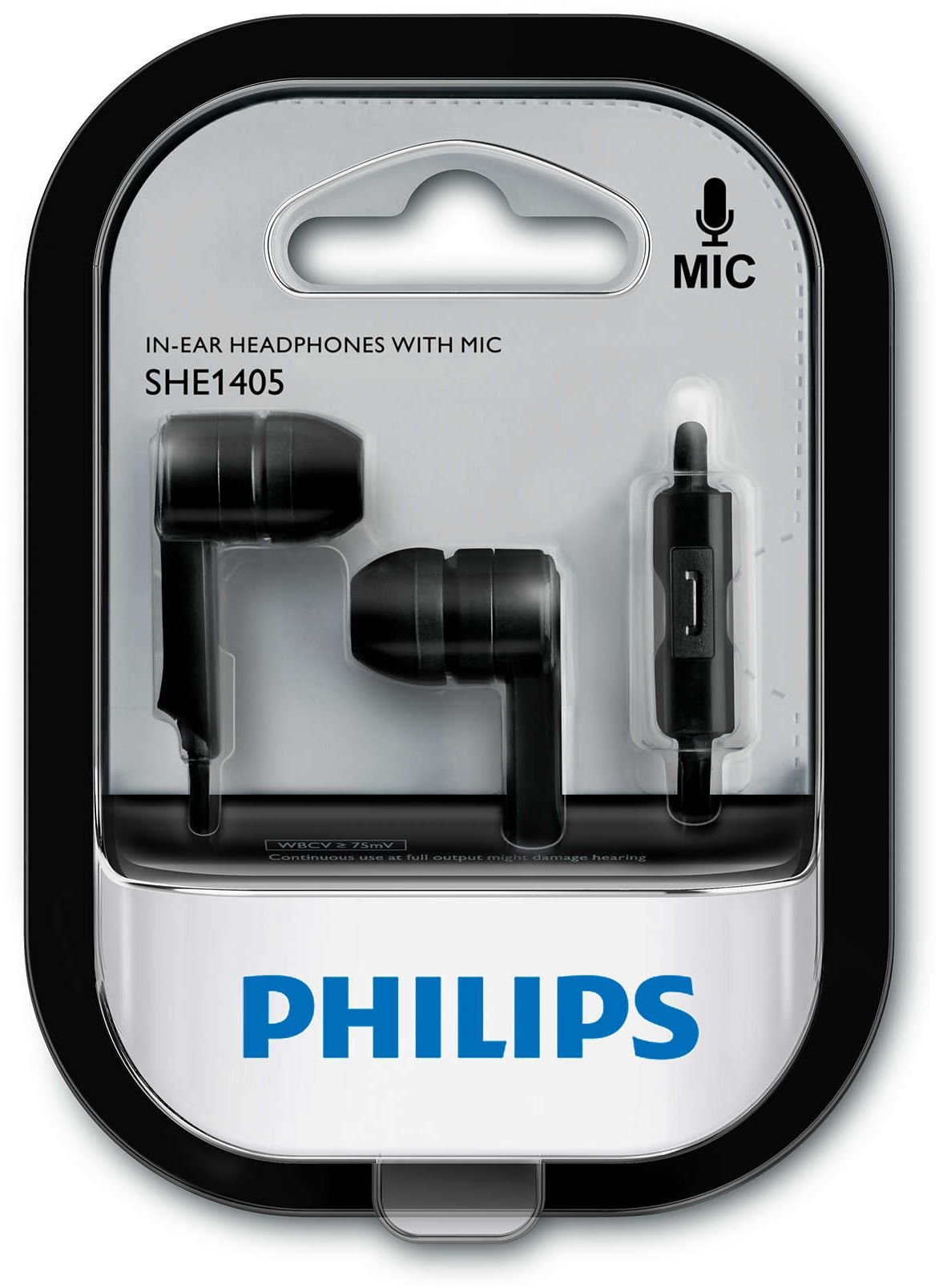 Philips SHE1405BK In-Ear Headphones with Microphone - Noise Isolating, Comfortable Fit for Music & Calls - Black | Perfect for Commuting, Workouts & Travel