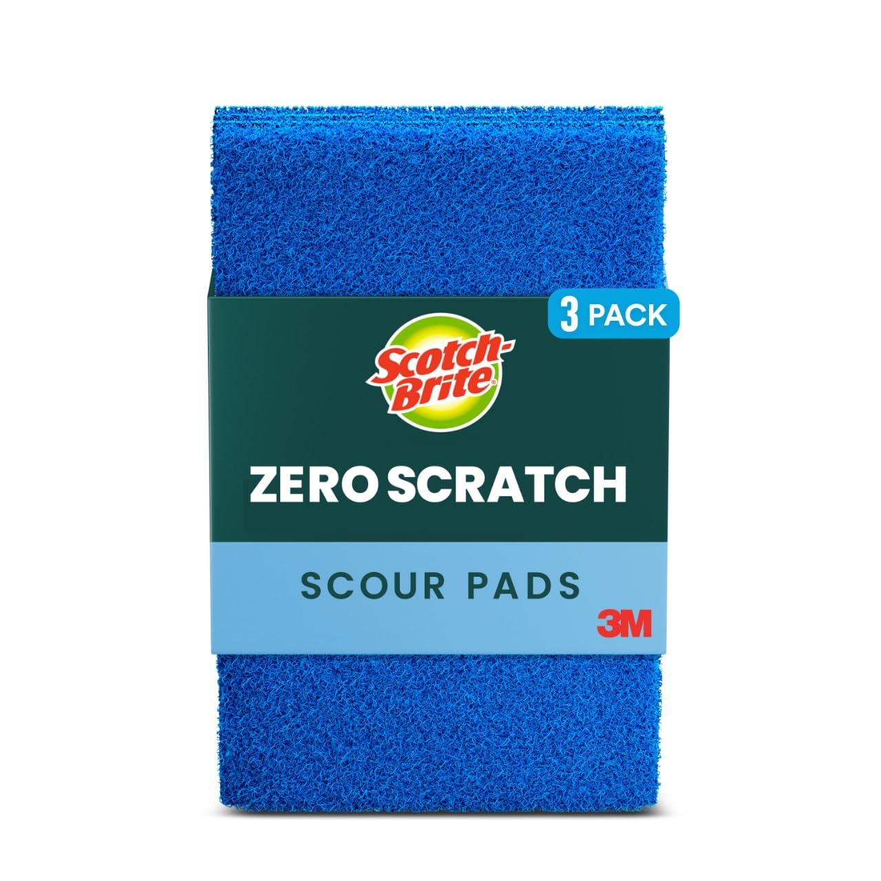 Scotch-Brite Zero Scratch Scrub Pads - 3 Pack for Dishes, Pans & Glass - Reusable & Durable for Kitchen & Bath Cleaning