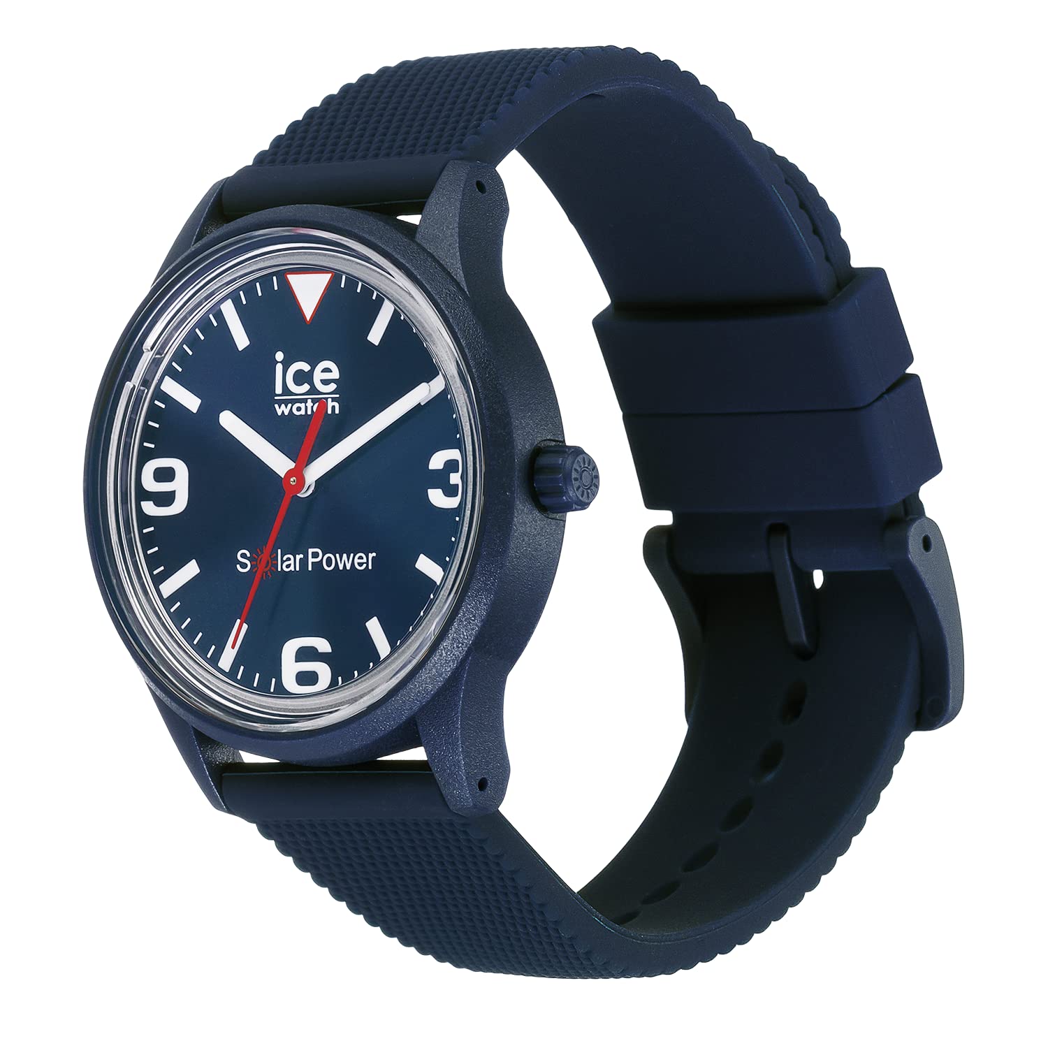 Ice-Watch Solar-Powered Casual Blue & Red Men's Wristwatch with Silicone Strap - Waterproof Unisex Watch for Outdoor, Sports & Everyday Wear - Model 020605 (Medium)