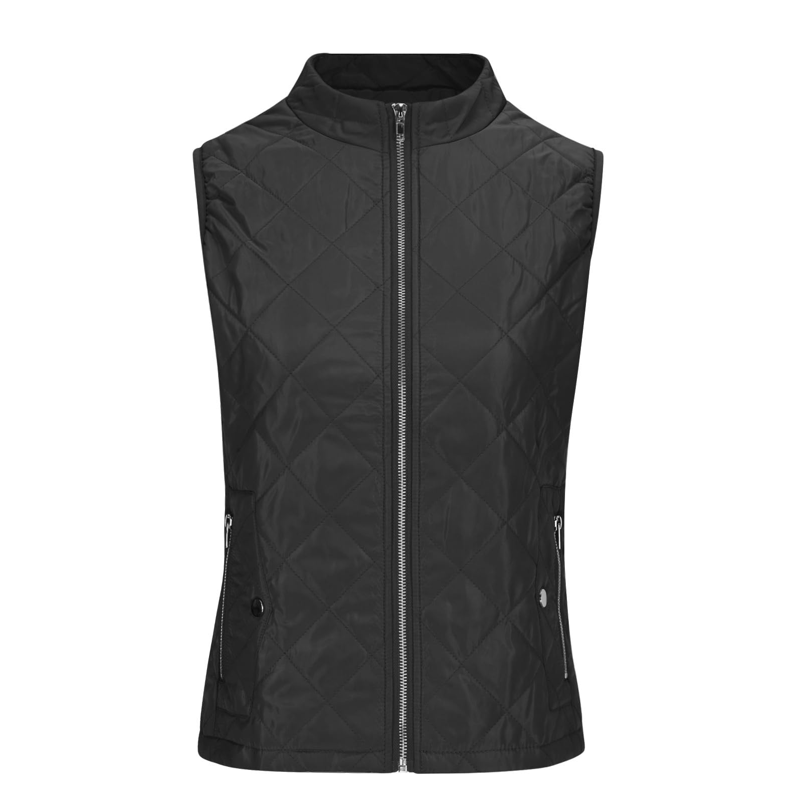 Women's Lightweight Quilted Gilet Vest with Zip Pockets - Slim Fit Stand Collar Waistcoat | Winter Warm Down Jacket for Outdoor Activities, Layering & Casual Wear