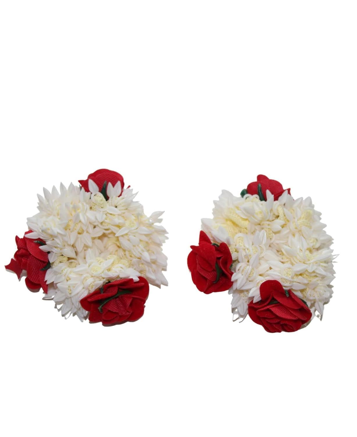 Mogra Scented Hair Bands for Women & Girls - 2 Pack Red Rubber Band Gajra Hair Accessories - Perfect for Weddings, Parties & Daily Styling