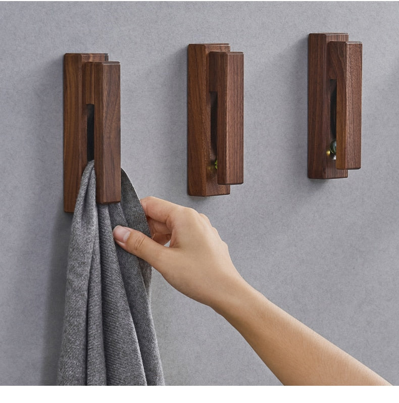 Wooden Wall Hooks with Clips - Rustic Home Organizer for Keys, Hats, Coats & Accessories - Perfect for Entryway, Bedroom, or Bathroom Storage