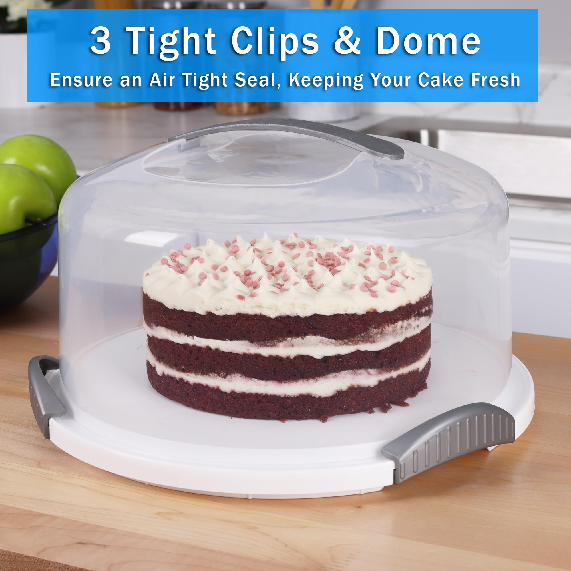 Extra Large 12 Inch Cake Carrier with Lid - 3 Layer Cake Storage Container, Clear Cake Dome for Transporting Cakes, Pies & Desserts - Perfect for Birthday Parties, Weddings & Bakery Storage