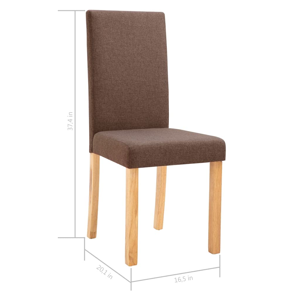 SKM Modern Dining Chairs Set of 2 - Brown Fabric Upholstered Kitchen Chairs with Sturdy Metal Legs for Dining Room, Kitchen, Breakfast Nook & Small Space