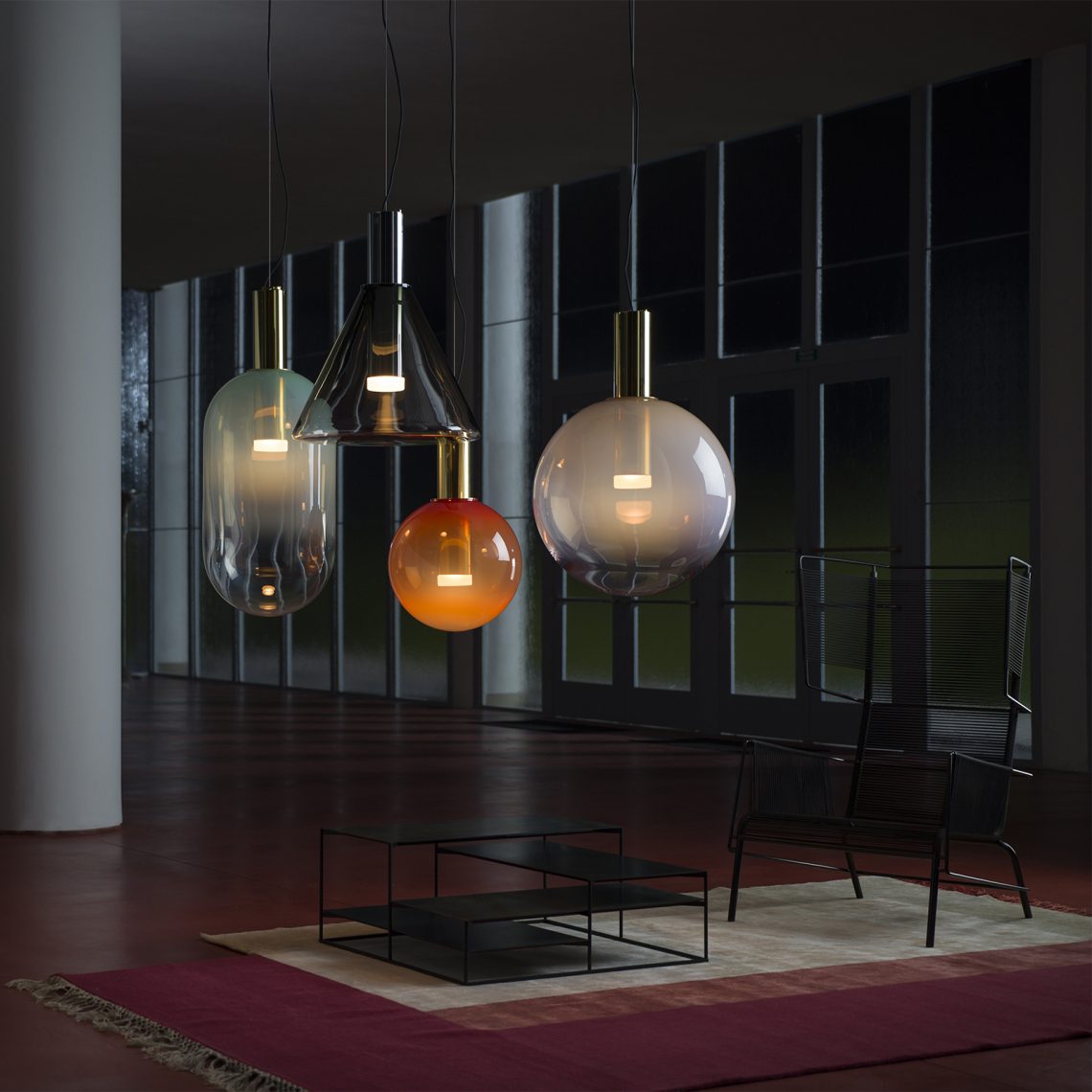 Eidos Collection Modern Pendant Lamp - Handcrafted Glass Ceiling Light Fixture for Dining Room, Kitchen Island & Living Room Decor