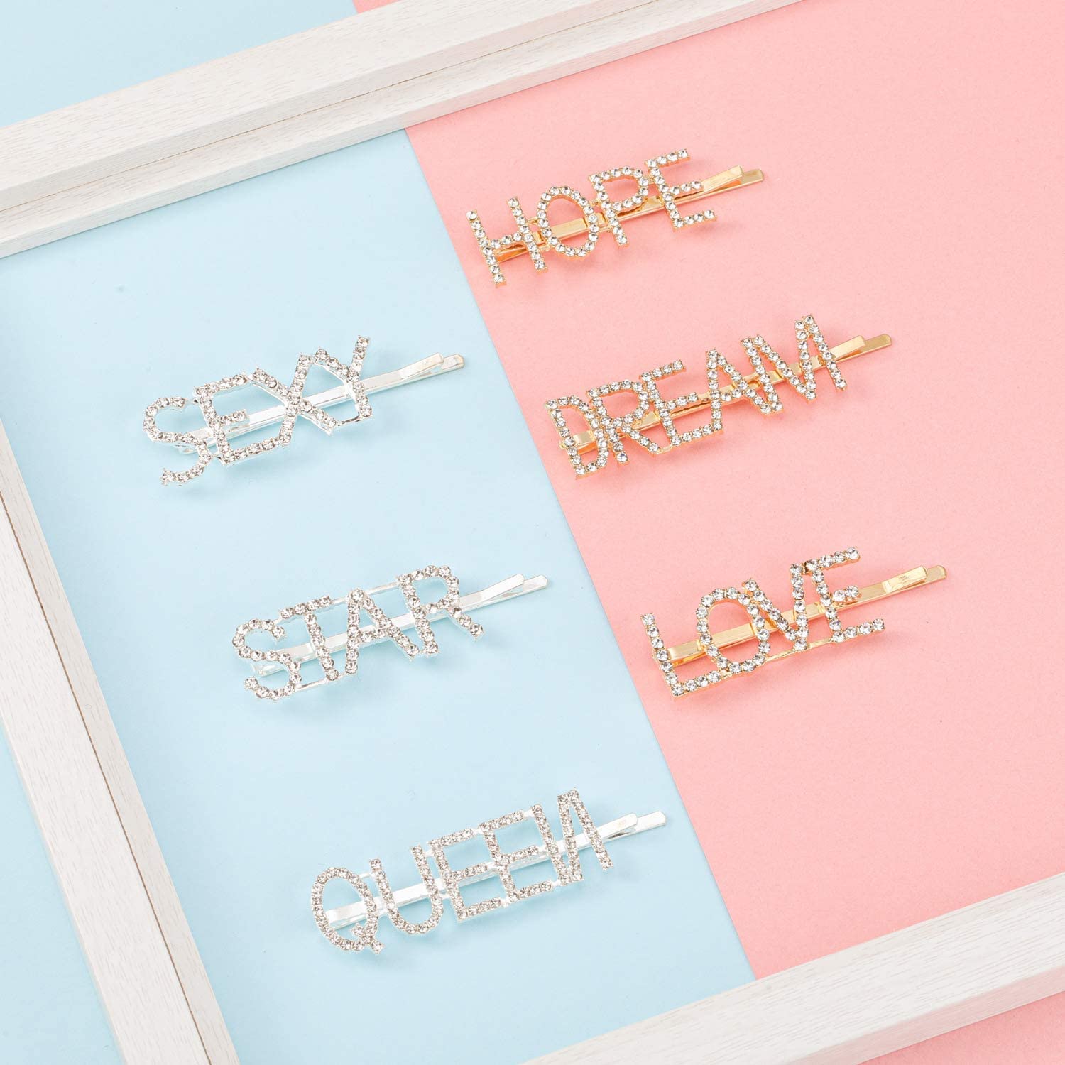 6 Pcs Crystal Letter Hair Clips for Women - Rhinestone Hair Barrette for Women - Perfect for Weddings, Parties, and Everyday Styling