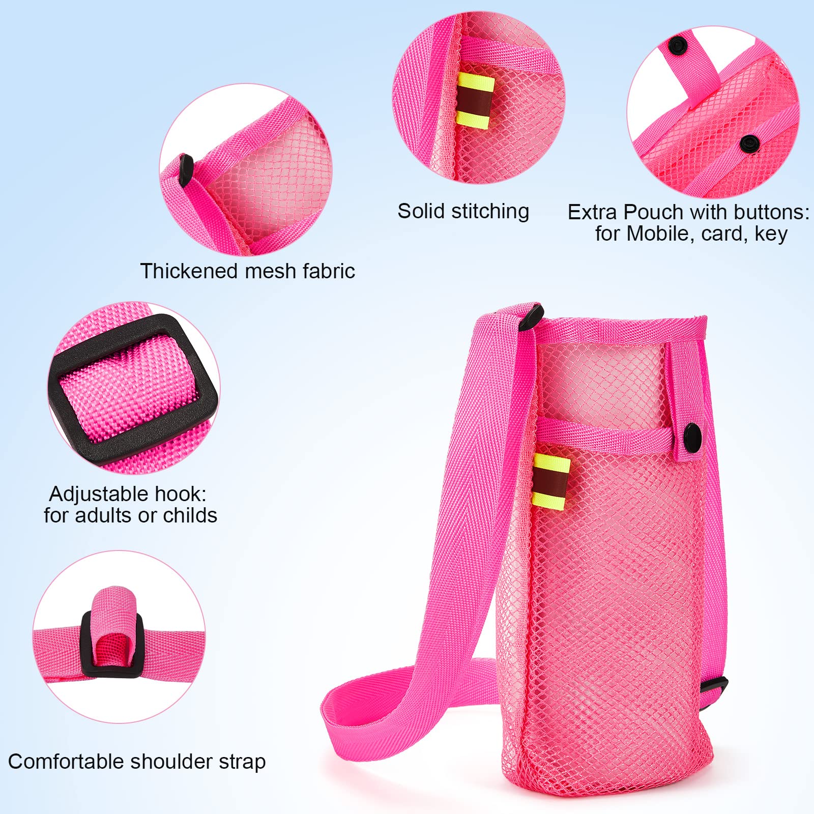 8 Pcs Water Bottle Sling Holder - Adjustable Shoulder Strap for Walking & Sports