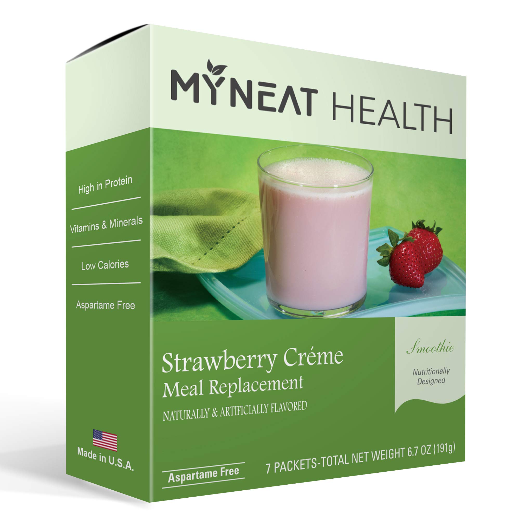 My Neat Health High Protein Meal Replacement Shake Powder - Low Calorie, High Protein, Low Fat, Kosher Certified (Strawberry Creme) | Perfect for Weight Loss, Muscle Recovery & Busy Lifestyles