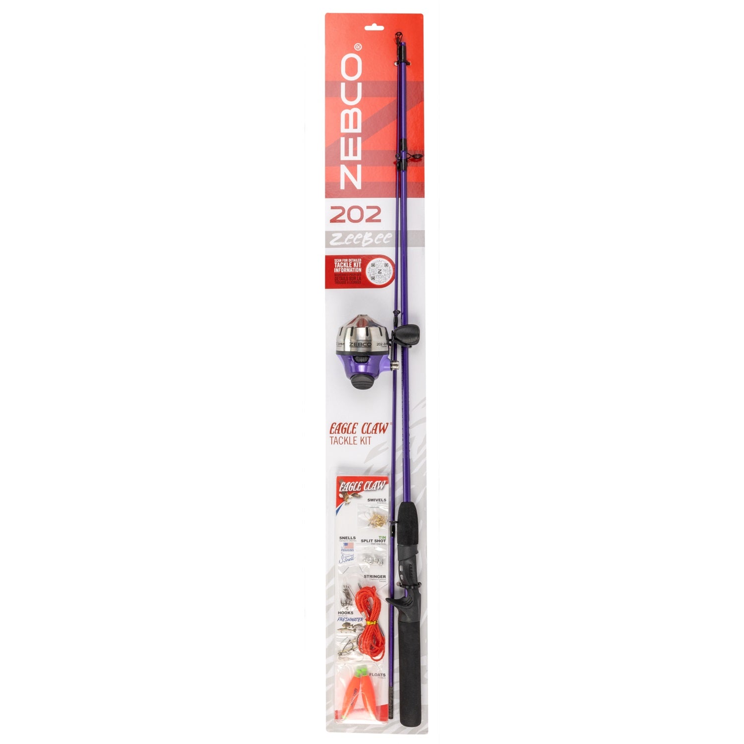 ZeeBee 5'6 Medium Light Spincast Fishing Rod and Reel Combo with Eagle Claw Tackle - Perfect for Freshwater Fishing, Bass, Trout, and Panfish Angling