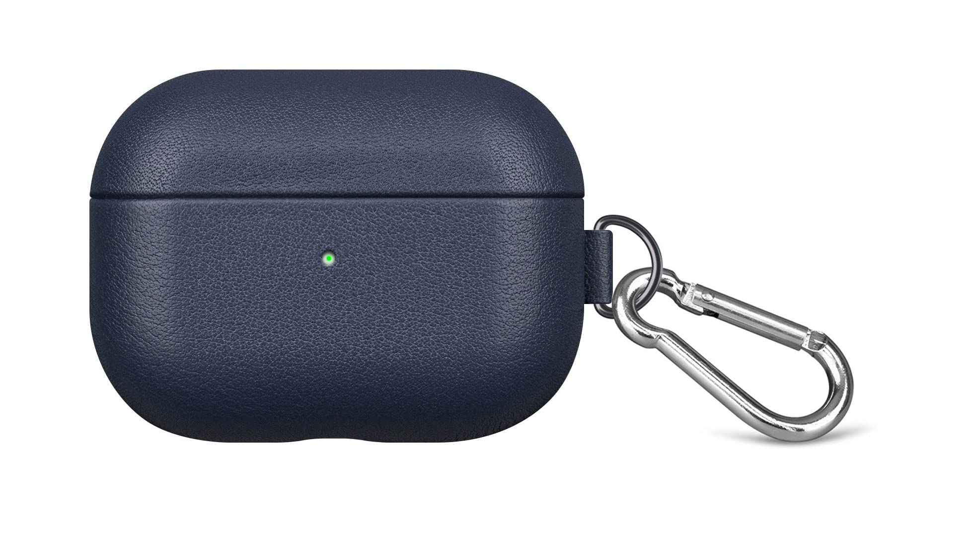 Premium Genuine Leather AirPods Pro Case with Keychain - Hard Protective Cover Compatible with Apple AirPods Pro Wireless Charging Case (Blue) | Portable Travel Accessory for Daily Commute & Outdoor Activities