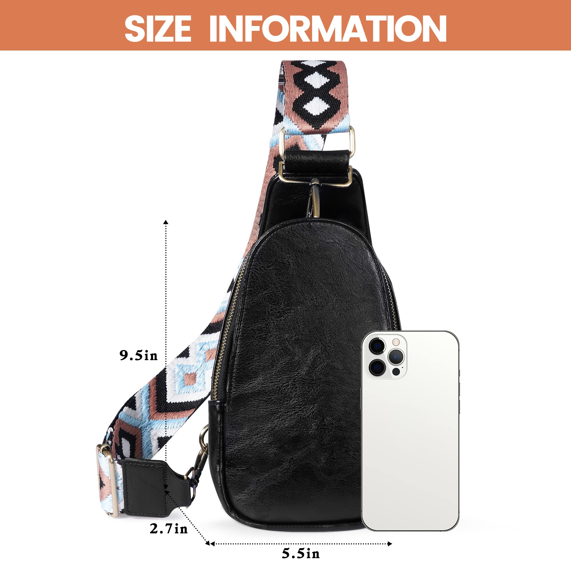 KFXFENQ Women's PU Leather Sling Bag - Small Crossbody Chest Backpack for Cycling, Travel & Daily Use | Lightweight & Multipurpose Shoulder Bag