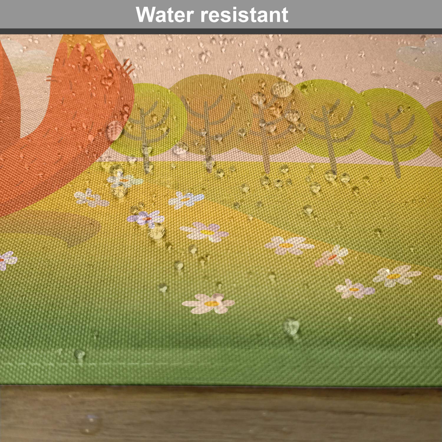Ambesonne 4-Pack Cartoon Fox Wildlife Placemats - Valley Farm Sunset with Birds & Daisies Artwork - Washable Fabric Table Mats for Dining Room & Kitchen Decor (Orange, Lilac, Green) - Perfect for Family Dinners, Parties & Holiday Gatherings