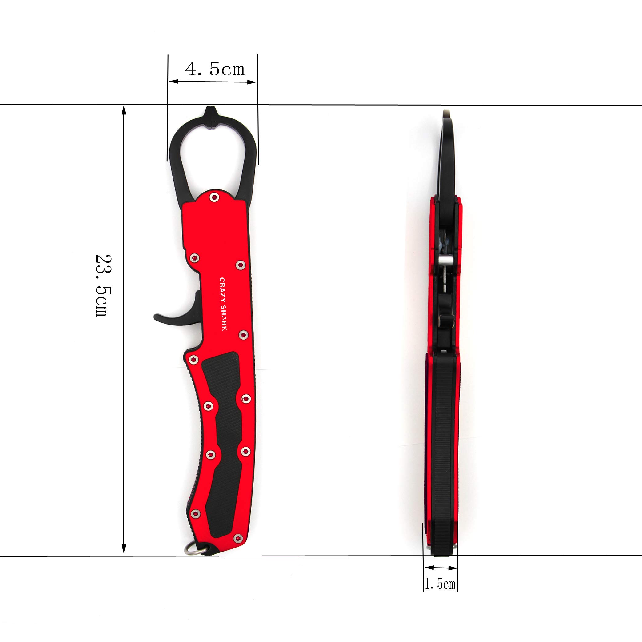 Crazy Shark Stainless Steel Fish Lip Gripper Tool - Heavy Duty Fish Holder for Catch and Release Fishing, Boating, and Outdoor Adventures