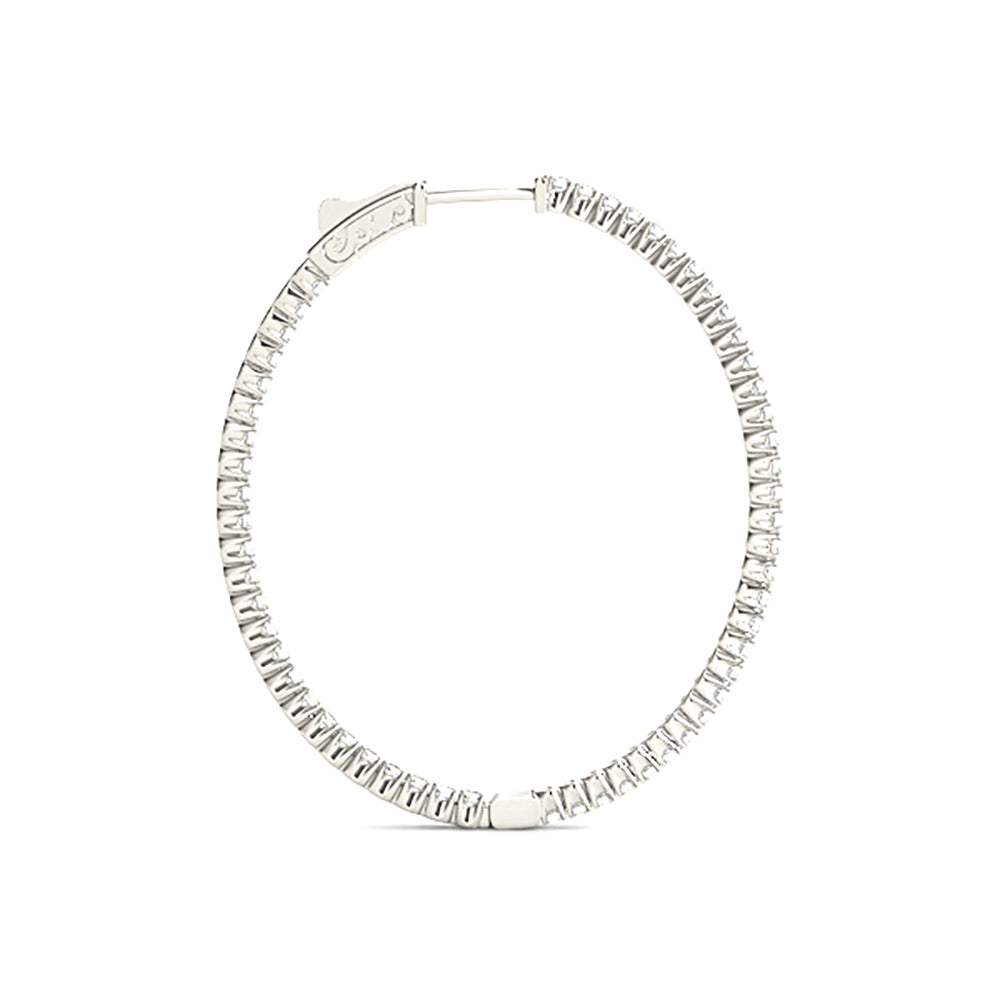 2.25 CTW Oval Inside Out Diamond Hoop Earrings for Women - Elegant & Timeless Jewelry for Parties, Weddings & Everyday Wear