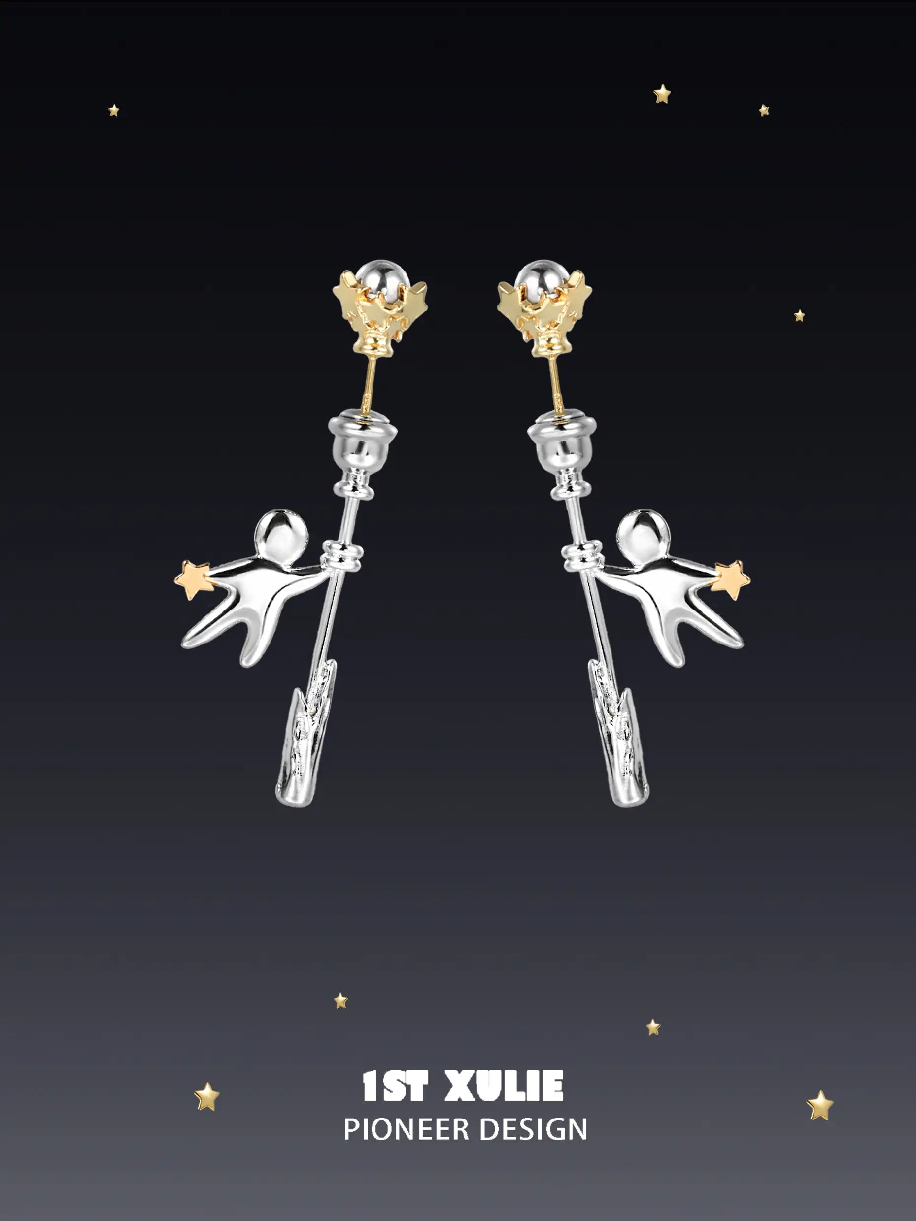 Wishtar 18K Gold Plated Star Picker Earrings for Women - Elegant Dainty Stud Earrings for Daily Wear, Party & Gift Giving