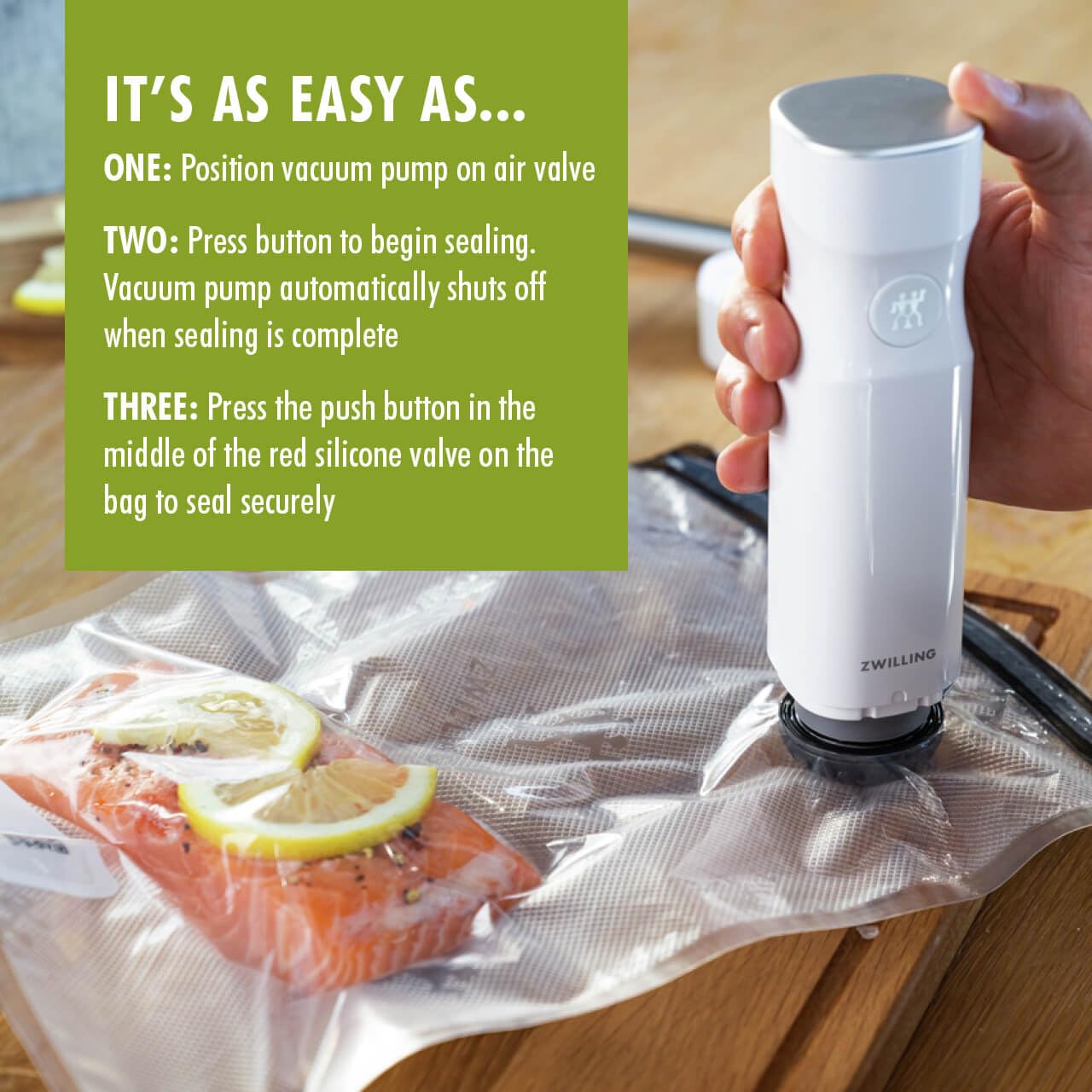 ZWILLING Fresh & Save 3-Piece Vacuum Sealer Bags for Food Storage | 2.25 Gallon Sous Vide Bags | Reusable Meal Prep & Snack Bags | Dishwasher Safe | Large Clear Food Preservation Bags for Sous Vide Cooking, Meal Prepping & Leftovers