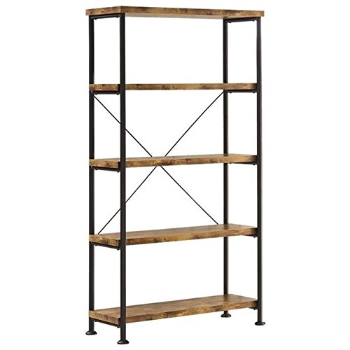 Pemberly Row 4 Shelf Bookcase in Antique Nutmeg - Solid Wood Book Storage Shelf for Living Room, Office & Study - Perfect for Organizing Books, Decor & Display Items