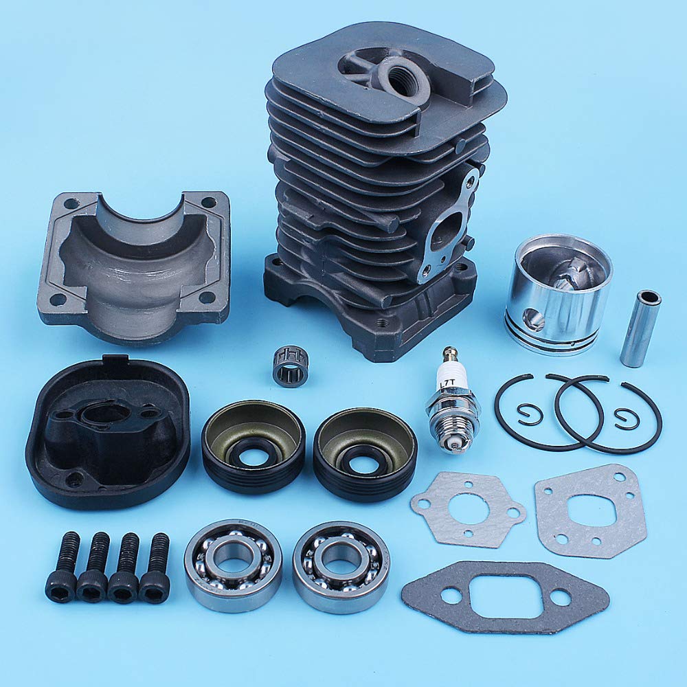 SRGDRR Piston Cylinder Bearing Seal Gasket Kit for Mac Cat 335 435 440 338 438 444 Chainsaw - Nikasil Silver Replacement Parts - Perfect for Chainsaw Maintenance & Engine Repair