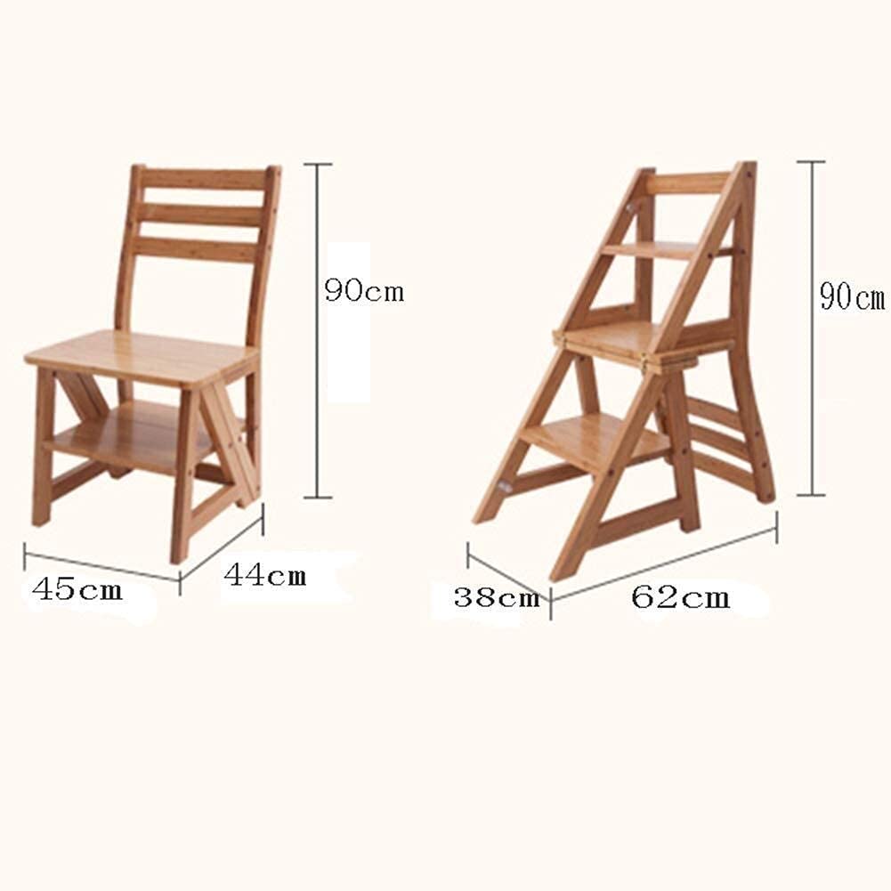 Solid Wood Multi-Functional Folding Chair - 2-in-1 Step Stool for Home, Ladder Stool & Shoe Bench with 3 Steps - Perfect for Kitchen, Bathroom, Closet Organization & Reaching High Shelves