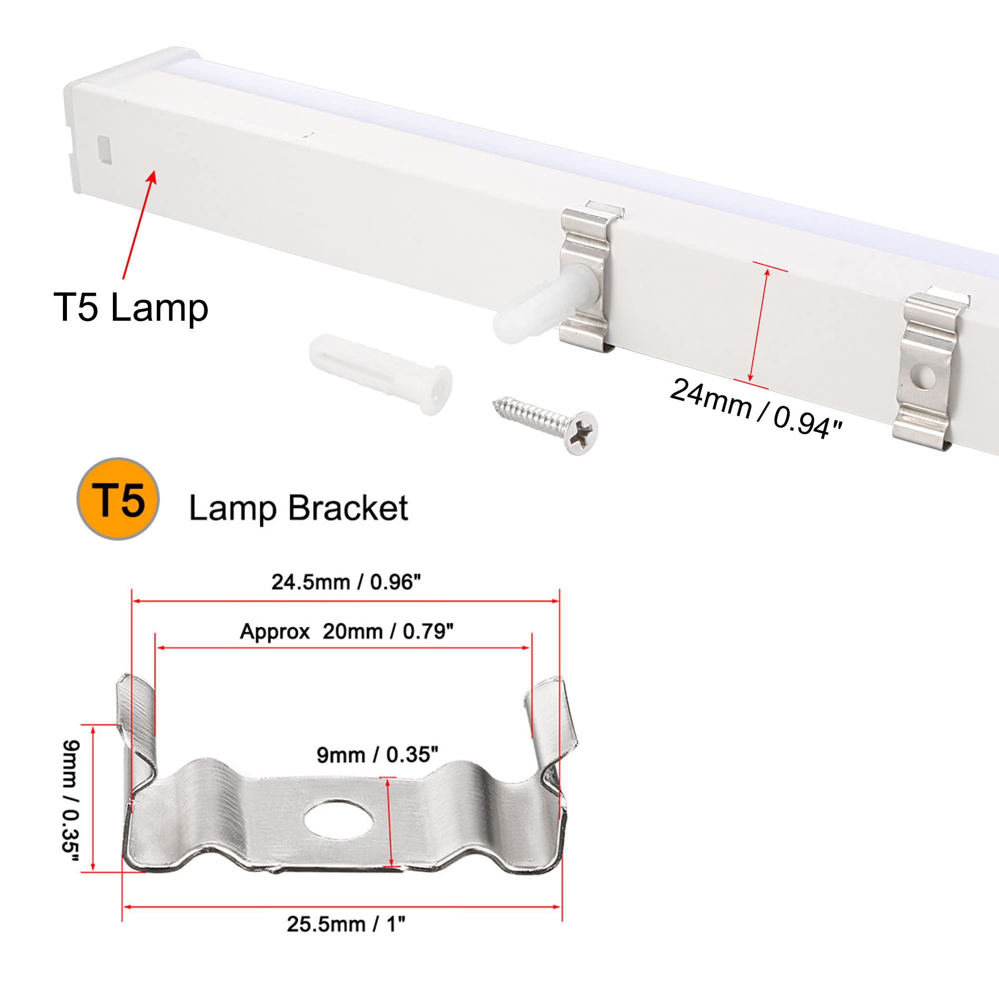 Meccanity T5 LED Tube Holder Clips with Screws - Pack of 30 for Ceiling Lights Installation