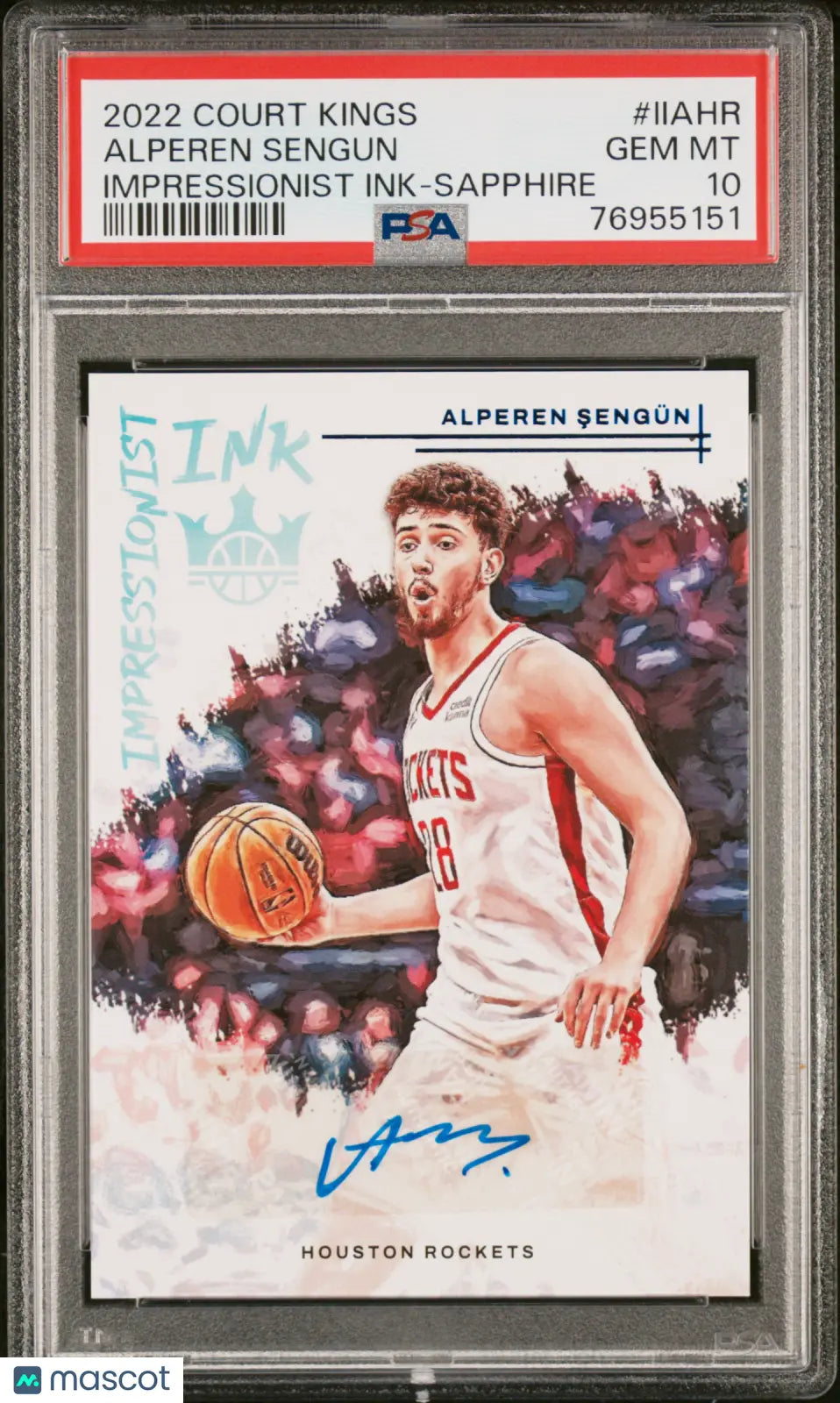 2022 Panini Court Kings Impressionist Ink Sapphire Alperen Sengun Autograph PSA 10 /25 - Rare Basketball Trading Card for Collectors & NBA Fans