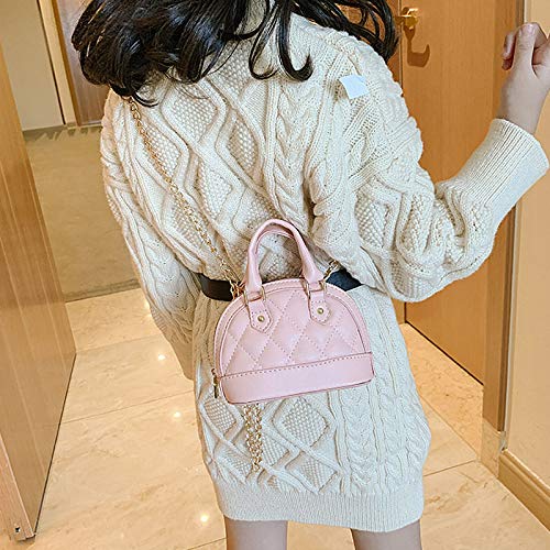 Cute Mini Dome Satchel Purse for Girls - Pink Coin Purse with Chain, Crossbody Tote Handbag for Teens | Perfect for School, Shopping & Daily Use (Style 0738)