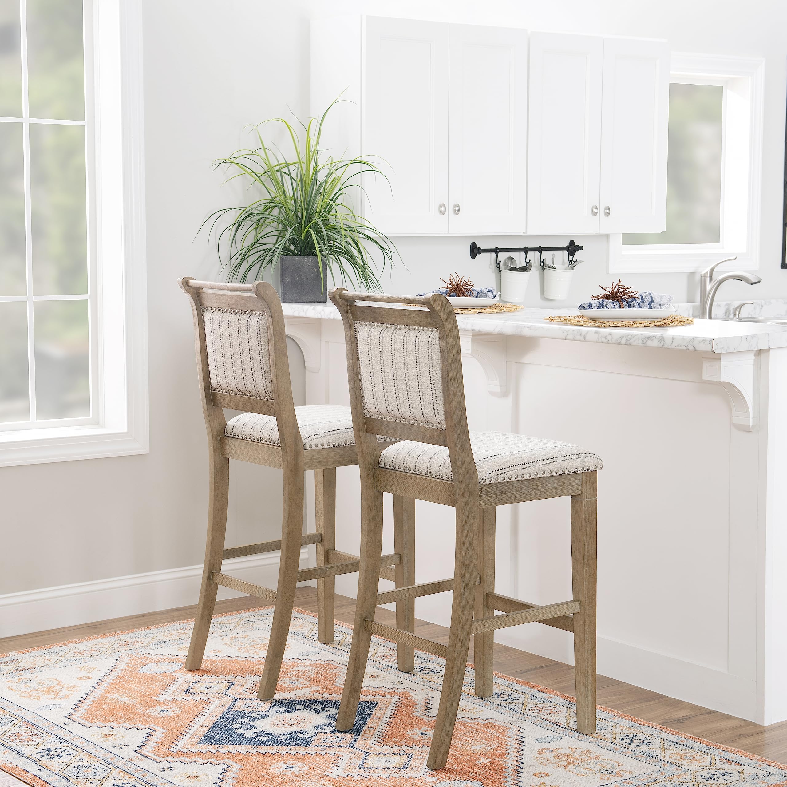 Linon Lisbon Grey Bar Stool - 30