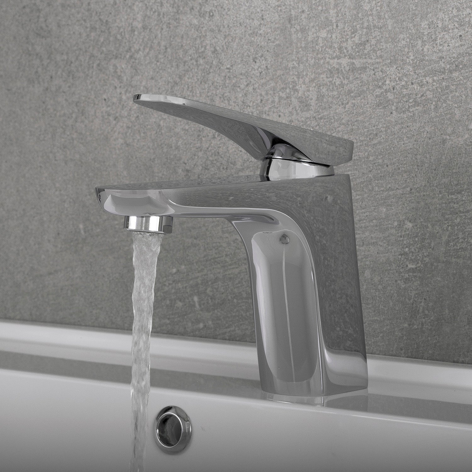 DAX 805A Single Handle Bathroom Sink Faucet - Solid Brass Construction, 6 7/8 x 5 5/16 Inches - Modern Waterfall Spout for Bathroom Vanity, Powder Room & Guest Bath Installation