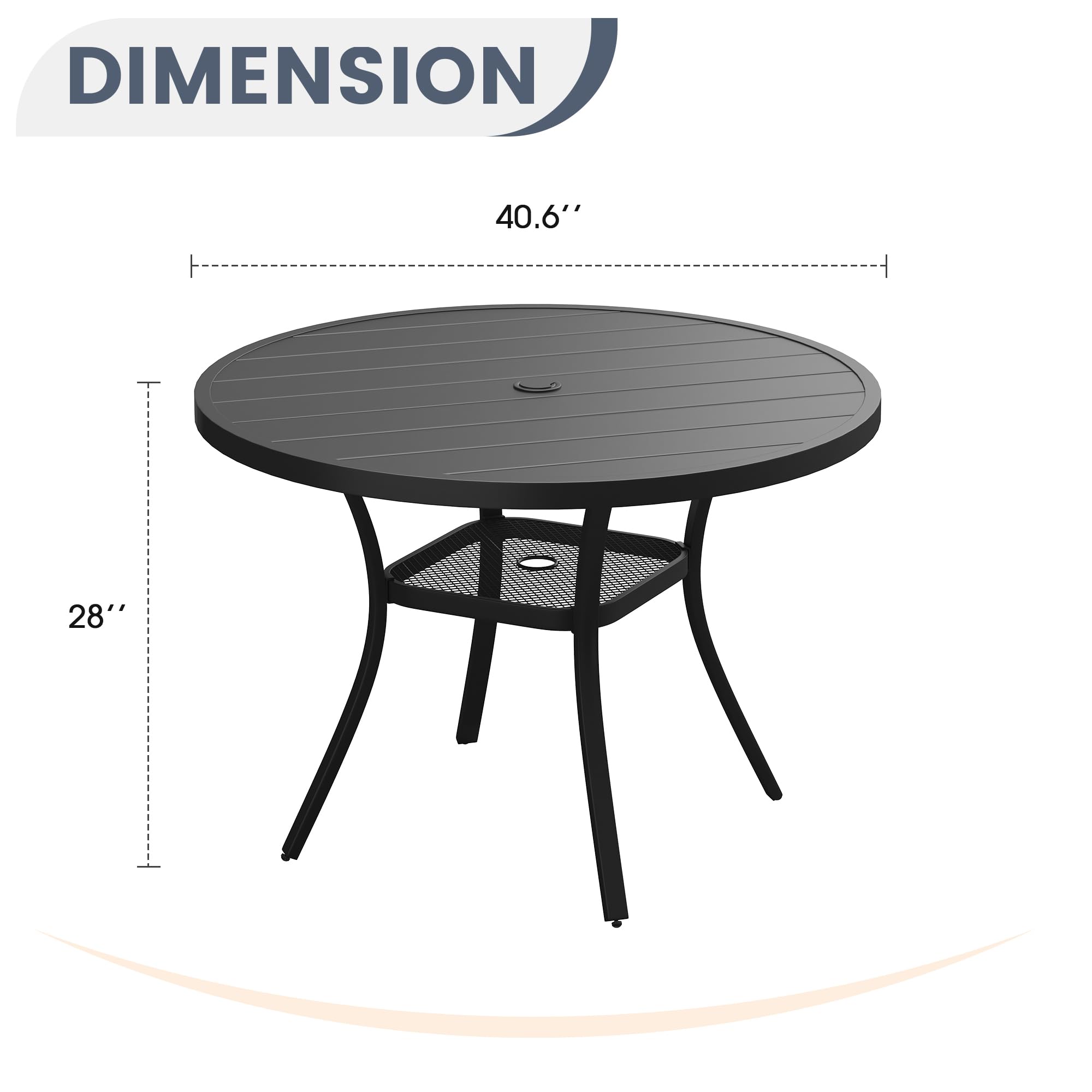 VICLLAX 41 Inch Round Outdoor Dining Table with Umbrella Hole - Metal Patio Table for Garden, Lawn, Balcony & Deck - Weather-Resistant Dark Grey - Perfect for Backyard BBQs, Poolside Dining & Outdoor Entertaining