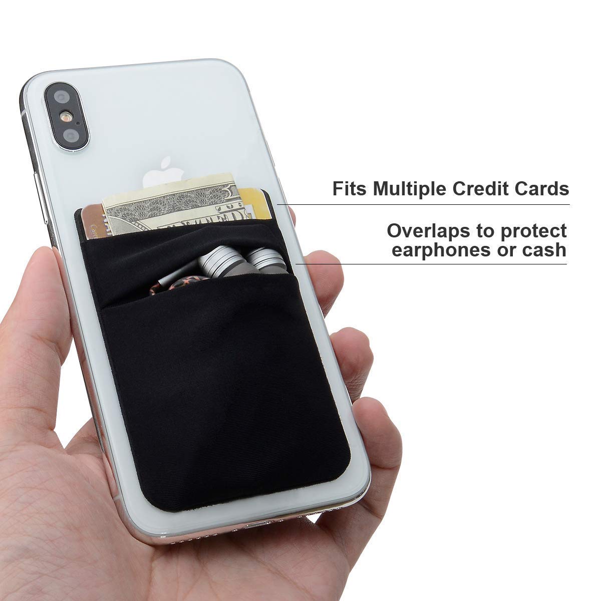 Stretchy Lycra Phone Card Holder - 3M Adhesive Sticker Wallet for iPhone, Samsung & Android - Holds Credit Cards, ID & Cash (3-Pack) - Perfect for Gym, Travel & Everyday Use