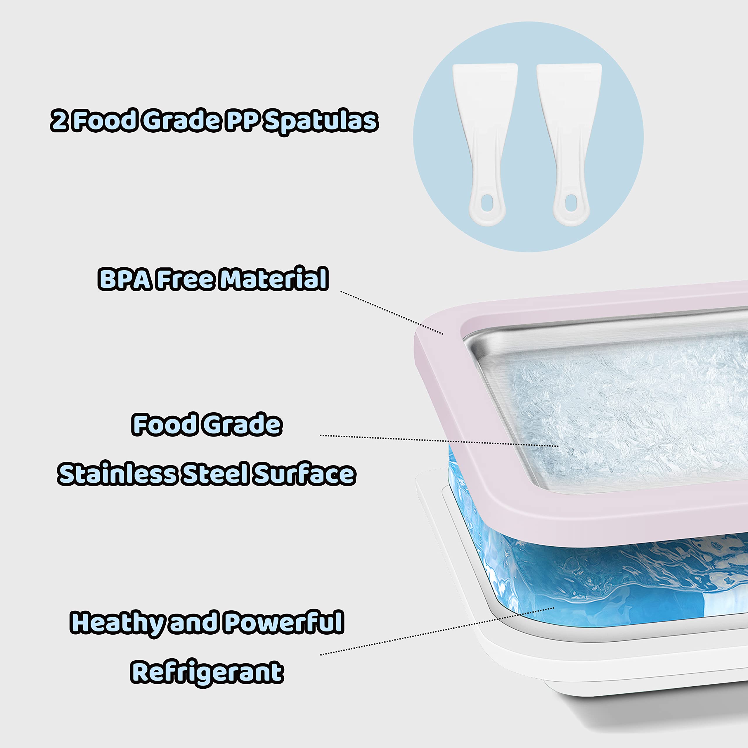 JoyMech Instant Gelato Maker - Electric Rolled Ice Cream Machine with Cold Plate, Perfect for Homemade Thai Rolled Ice Cream, Dessert Shops & Party Treats (Lavender)
