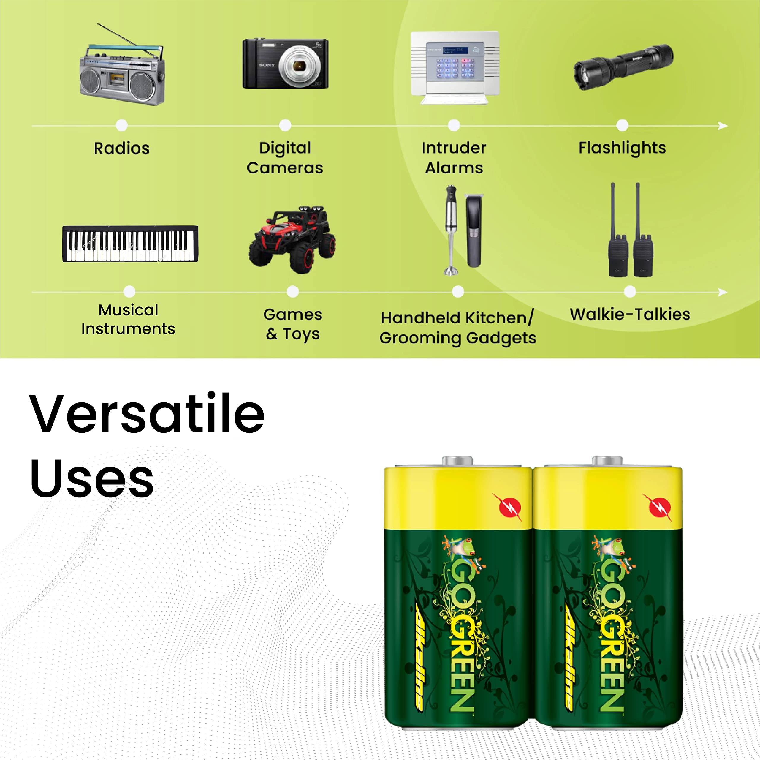 GoGreen Power (24003) Eco Friendly Alkaline C Batteries - No Lead, Cadmium or Mercury - 2 Pack - Perfect for Toys, Flashlights, and Emergency Kits