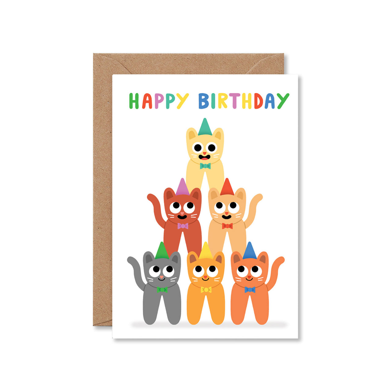 Happy Birthday Cat Stack Greeting Card - Cute Feline Birthday Card for Cat Lovers - Perfect for Birthdays, Anniversaries & Special Occasions