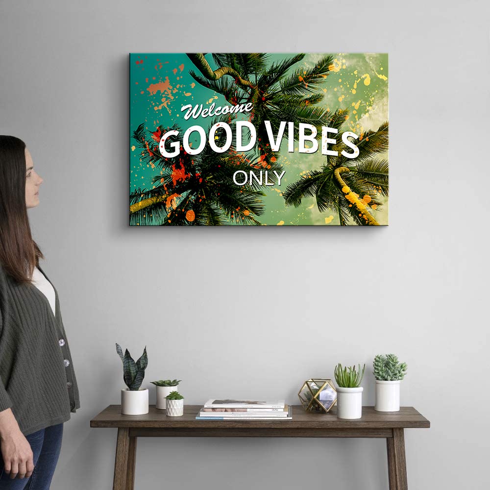 Motivational Poster - Welcome Good Vibes Only - Inspirational Office Wall Decor with Positive Quote - 12x18 Inch - Perfect for Home Office, Work Desk & Classroom Decor to Boost Productivity