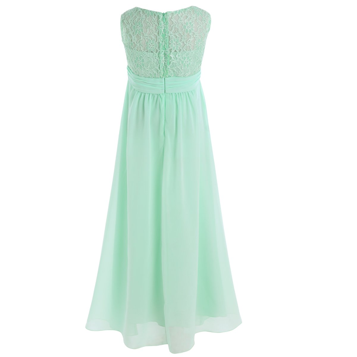 JEATHA Girls Sleeveless Chiffon Lace Flower Girl Dress - Elegant Princess Ball Gown for Weddings, Bridesmaid Dresses & Special Occasions | Perfect for Birthday Parties, Pageants & Formal Events