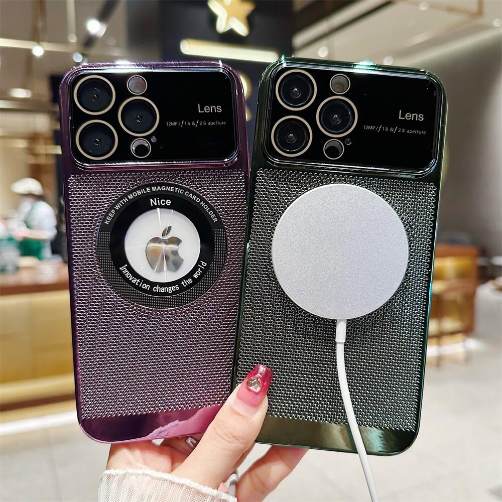 Magnetic Case for iPhone 15 Pro Max - Magsafe Compatible, Full Window Camera Protection & Heat Dissipation Breathable Hard Cover (Dark Purple) | Perfect for Work, Travel & Everyday Protection