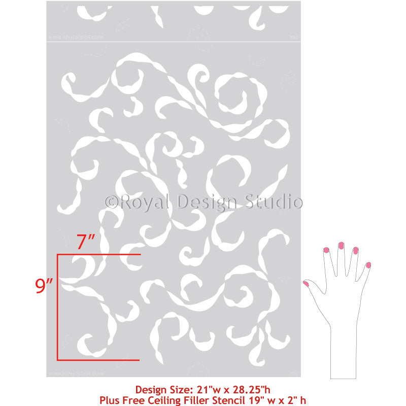 Sea Scrolls Stencil - Decorative DIY Art Stencils for Walls, Furniture & Crafts | Perfect for Home Decor, Scrapbooking & Mixed Media Projects