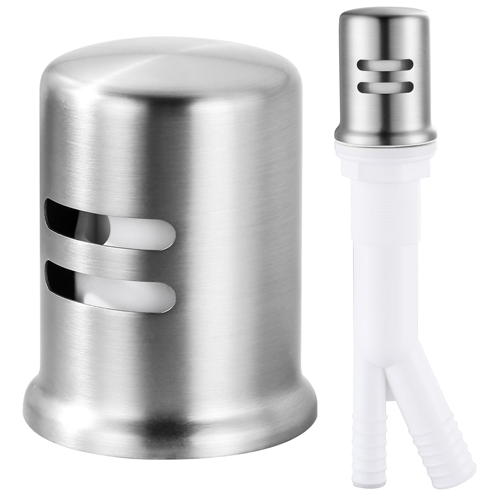 Premium Dishwasher Air Gap Cover - Solid Brass Kitchen Sink Overflow Vent Cap Replacement Kit in Brushed Nickel Finish | Prevents Backflow & Protects Plumbing System | Perfect for Home Kitchen & Commercial Use