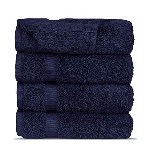 Premium 4-Piece Turkish Luxury Hotel & Spa Kitchen & Hand Towel Set - 16x30 Inches, Ultra Absorbent, Quick Dry (Navy Blue) - Perfect for Bathroom, Kitchen, Spa & Luxury Home Decor