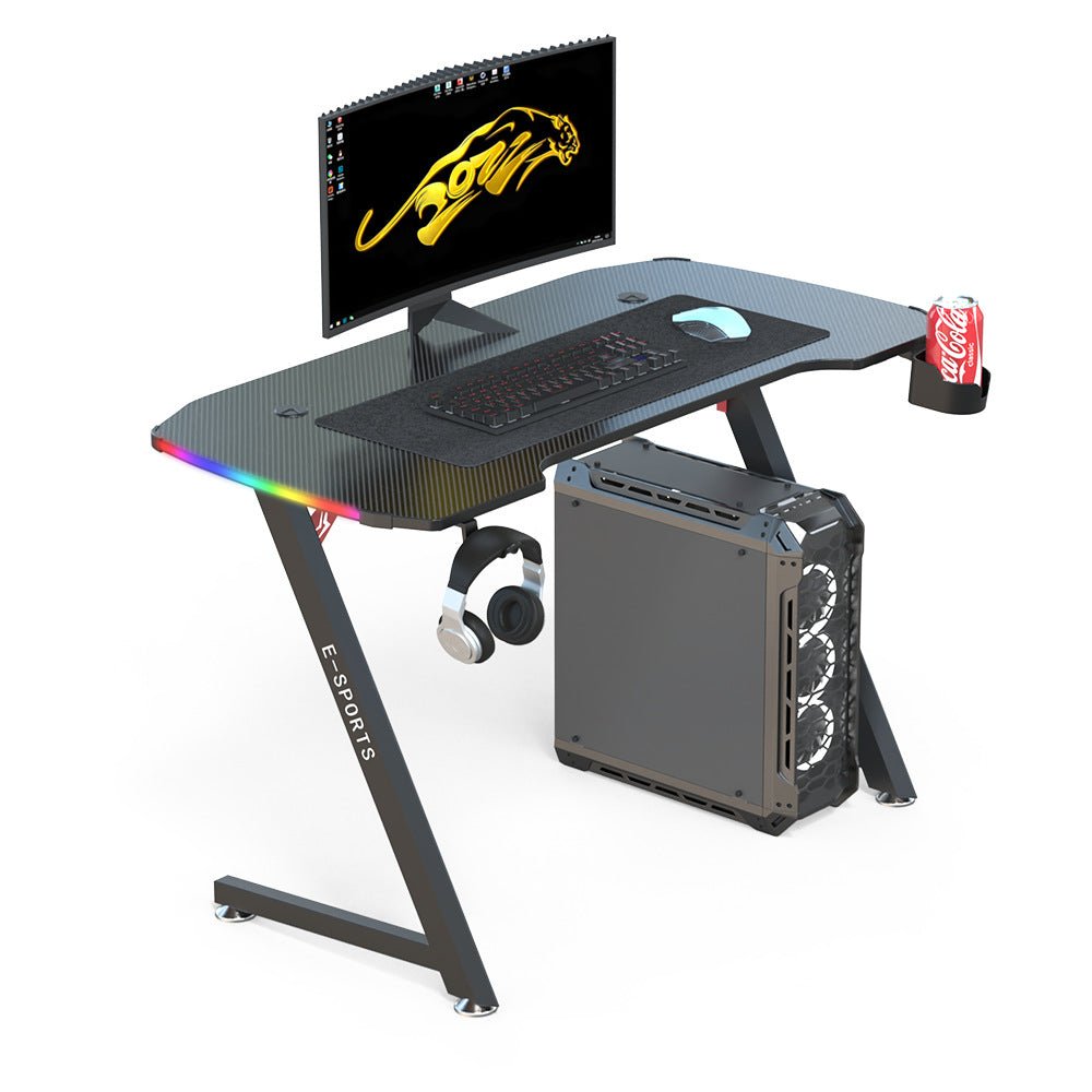 120cm Z-Shaped Gaming Desk with RGB LED Lights - Ergonomic Computer Table for Home Office & Gaming Setup - New Arrival for PC & Console Gamers